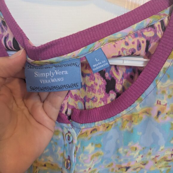 Vera Wang Breezy Sleeveless Tunic | L | High / Low | Multi color print | EUC - Picture 2 of 8